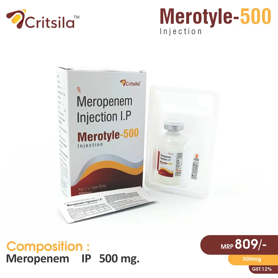 Meropenem (500mg) at the best price in PCD Pharma Franchise for Antibiotic and Bacterial Infection Treatment.